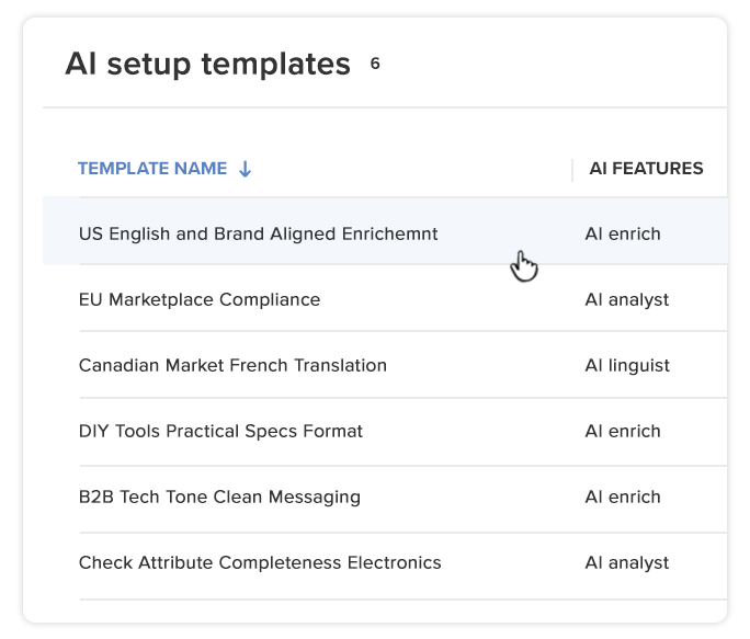 AI templates list